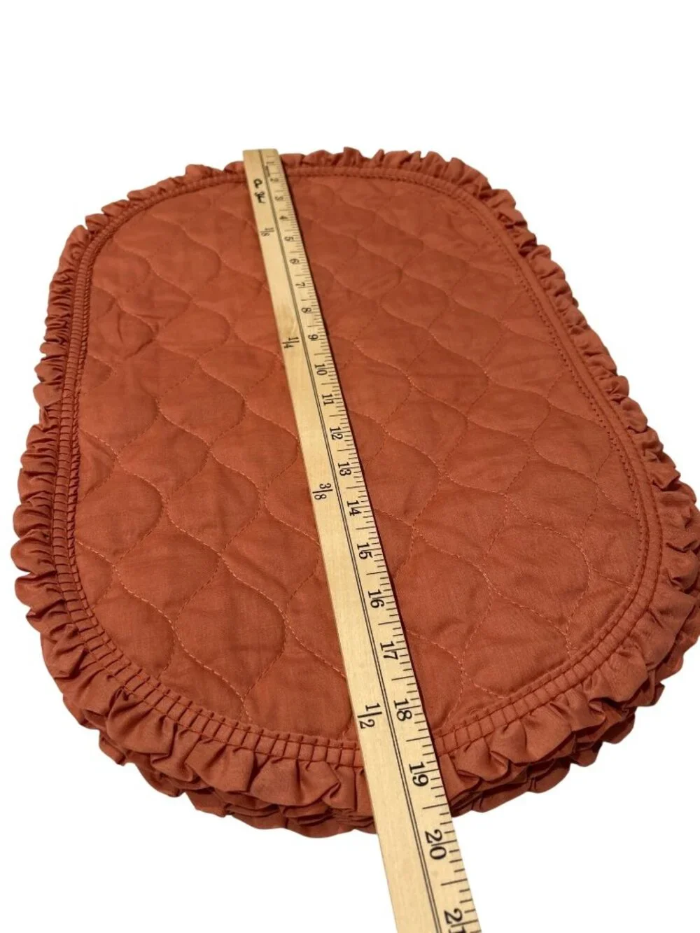 Quilted Rust Ruffled Oval Cotton Placemats Set Of 4